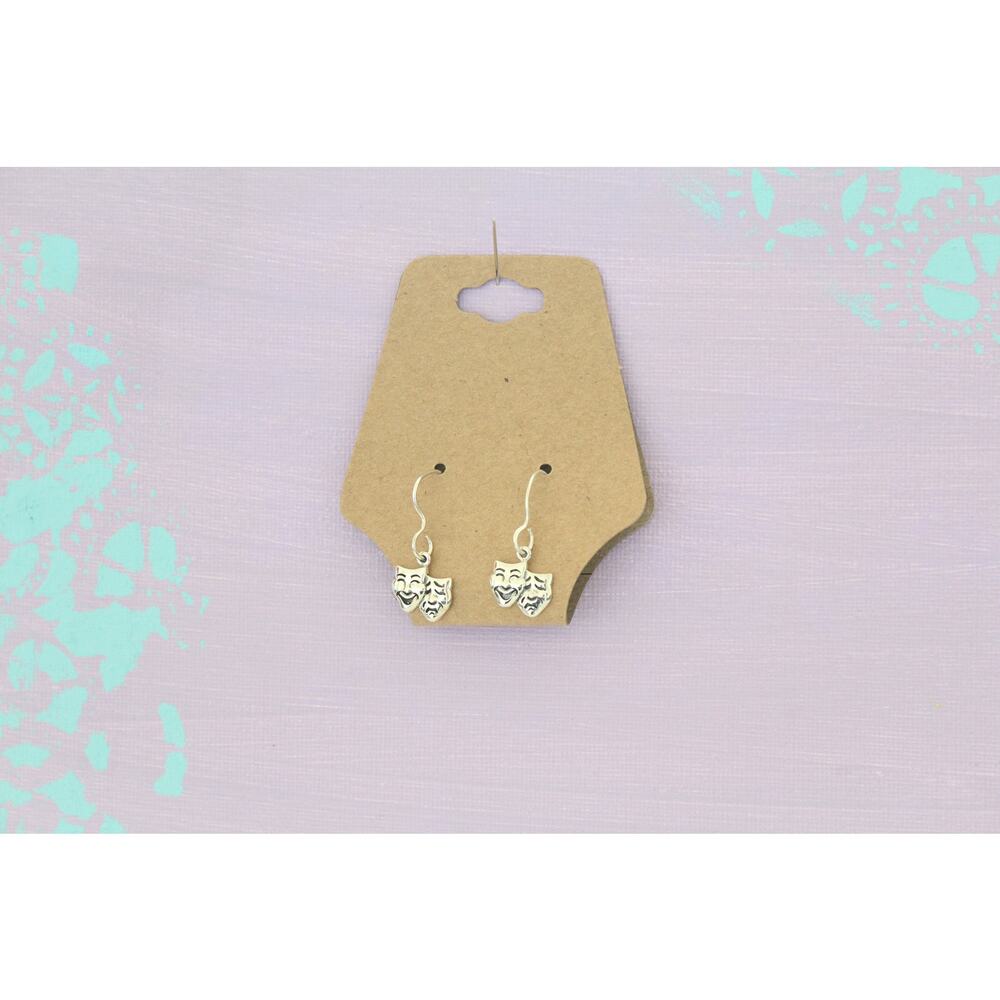 Sterling Silver Theater Mask Charm Earrings, Acting Charm Earrings - Picture 4 of 4